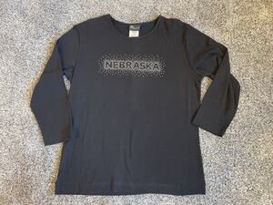 Vintage NWT Sunburst 3/4 Sleeve Black Studded Nebraska Shirt Medium Destination